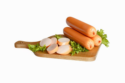 High angle view of vegetables on white background
