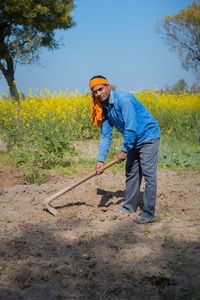 Man working on field