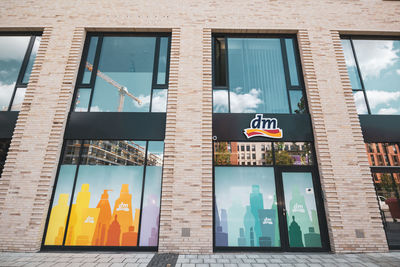 Low angle view of sign on building