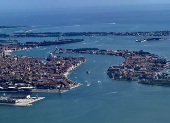 Aerial view of venice lagoon against sky