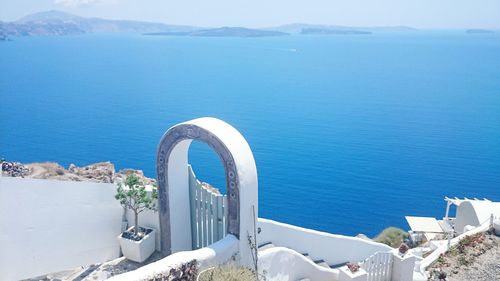 Scenic view of sea against blue sky