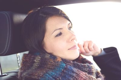 Close-up portrait of serious young woman