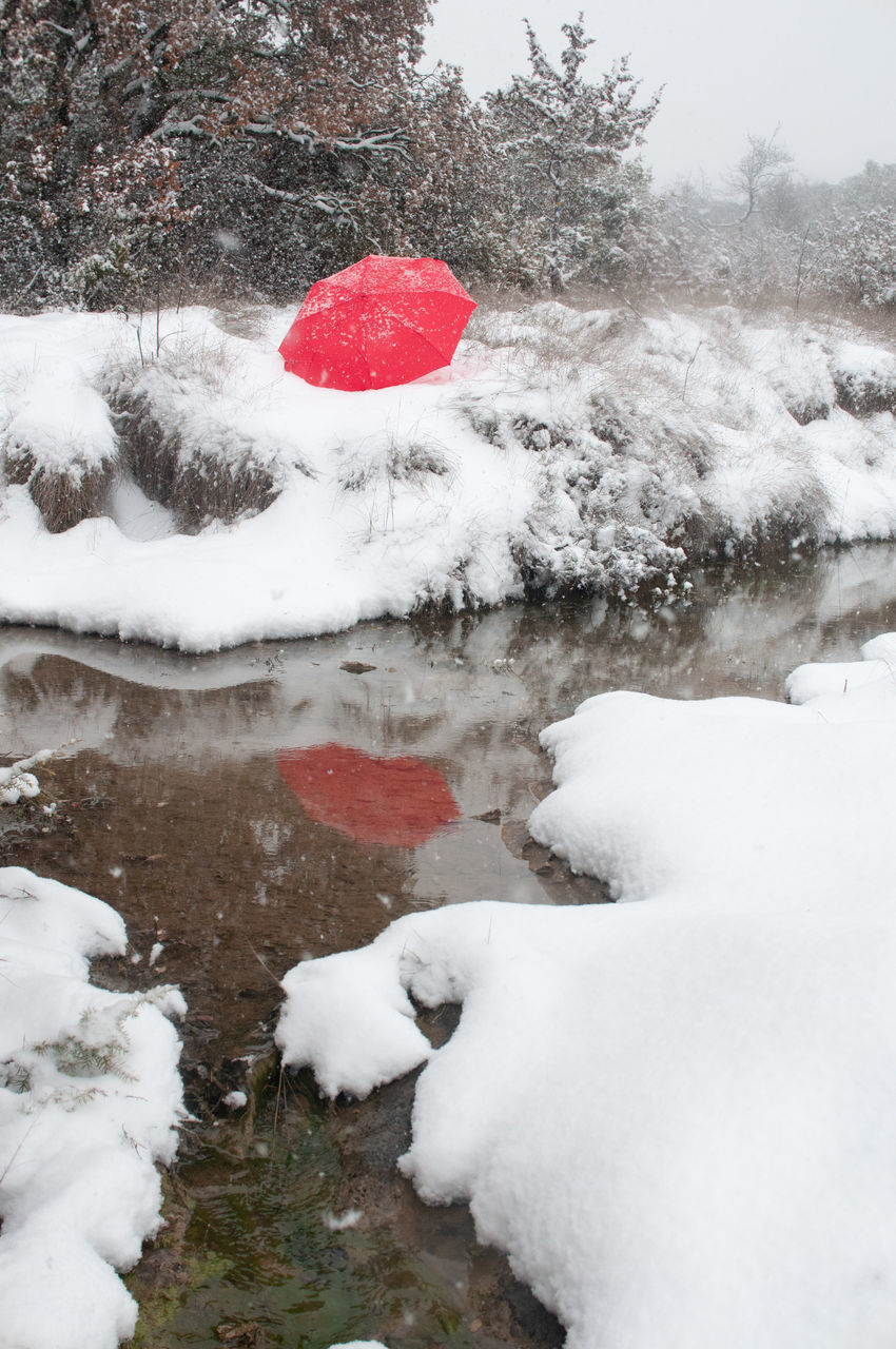 VIEW OF SNOW COVERED FIELD BY LAND