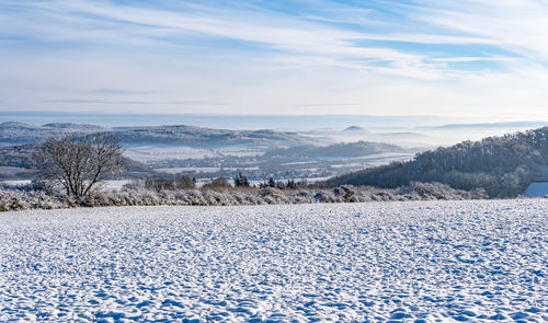 German winter landscape. the town friedland in lower saxony