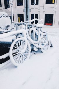 Close-up of snow on car during winter