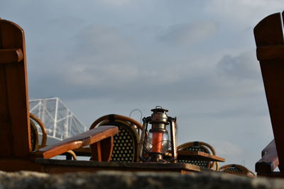 Close-up of ship against sky