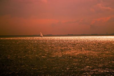 Scenic view of sea at sunset