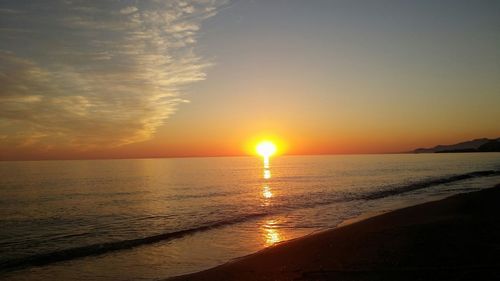 Scenic view of sea at sunset