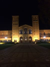 Illuminated building at night