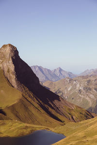 Scenic view of mountains against clear sky