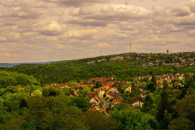 Scenic view of townscape against sky