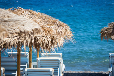 Lounge chairs on beach