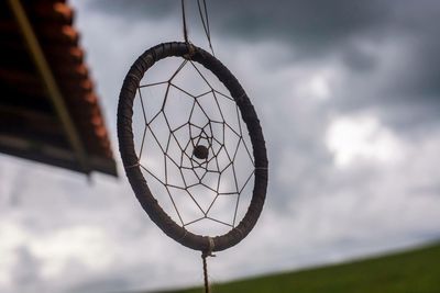 Low angle view of basketball hoop against sky