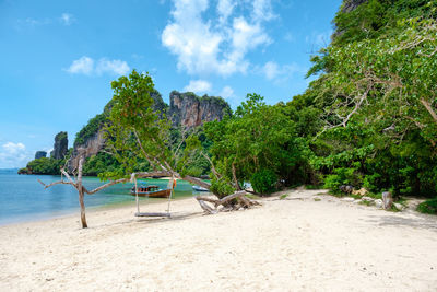 Scenic view of beach against sky