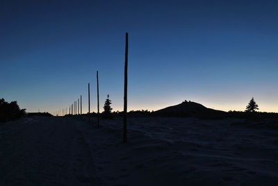 Scenic view of silhouette landscape against clear sky