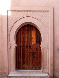 Closed door of building