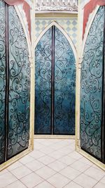 Closed door of building