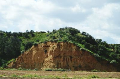 Scenic view of landscape against cloudy sky