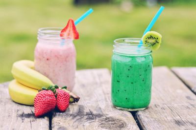 Close-up of smoothie on table