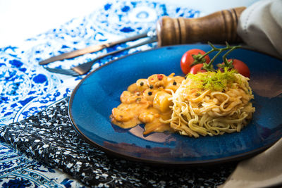 Close-up of food in plate on table