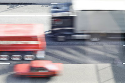 Blurred motion of car on road