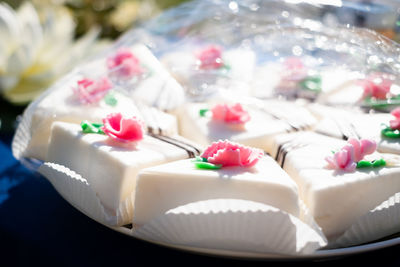 Close-up of cupcakes on table