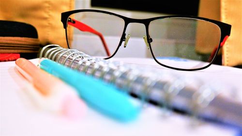 Close-up of sunglasses on table