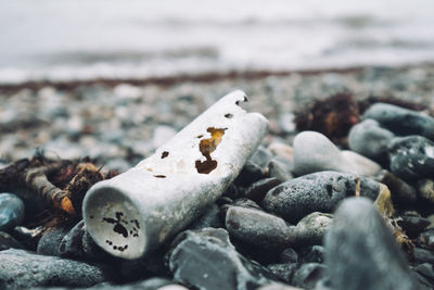Close-up of pebbles at beach