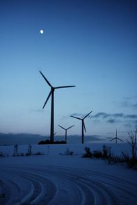 Wind turbines on field