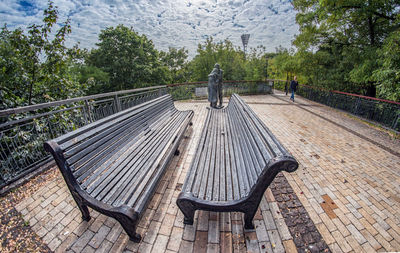 Empty bench in park