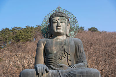 Buddha statue in the sinheungsa temple, seoraksan national park in korea.