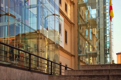 Low angle view of modern buildings in city