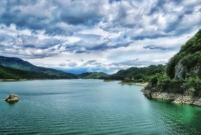 Scenic view of lake against sky