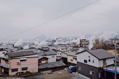 High angle view of townscape against sky