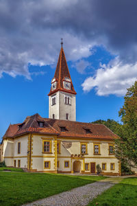 Exterior of historic building against sky