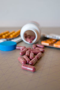 Close-up of multi colored candies on table