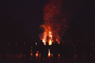 Firework display at night