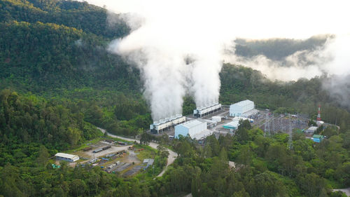 Geothermal power production plant. geothermal power station near to the active volcano apo. 