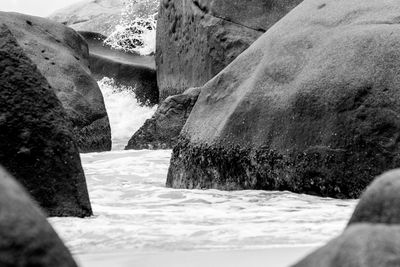 Close-up of rocks by footpath