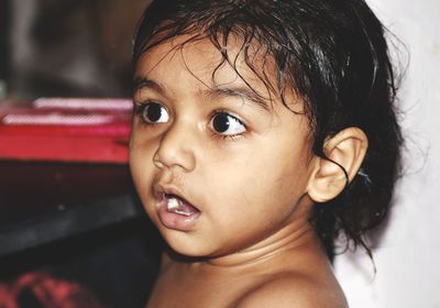 Close-up portrait of cute girl