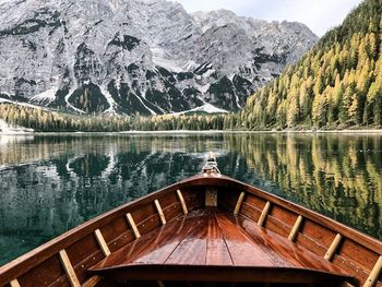 Scenic view of lake by mountains