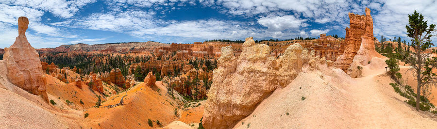 Panoramic view of rock formations against sky