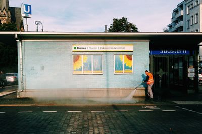 Woman standing in city