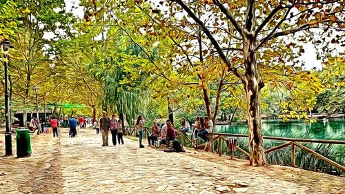 People walking on footpath