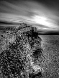 Scenic view of sea against cloudy sky