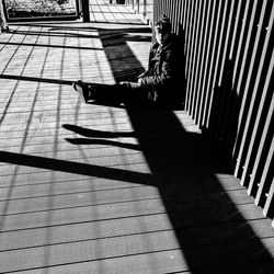 Shadow of staircase on wall