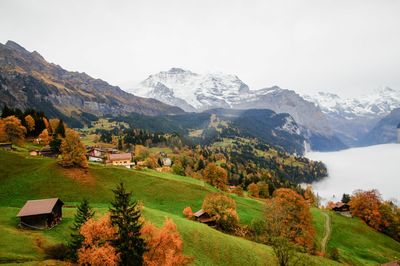 Scenic view of mountains against clear sky