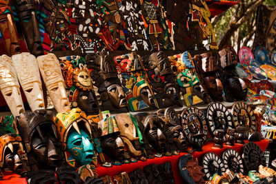 High angle view of toys for sale in market