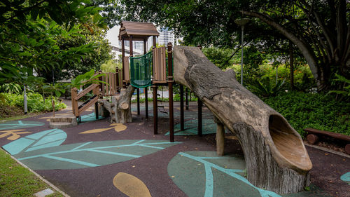 Empty chair in park