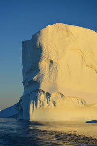 Scenic view of sea against clear sky during winter